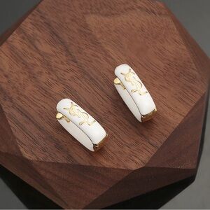 YSL Elegant Gold and White Earrings